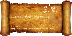 Einvachter Nanetta névjegykártya